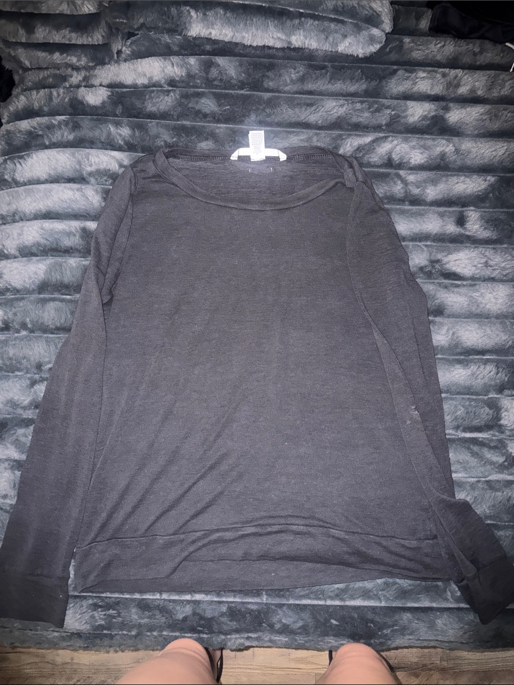 Women's Black Long-Sleeve PJ Top